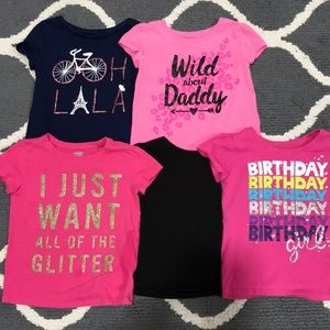 3T girl short sleeve shirts5 tops pink purple blue